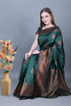Stunning Green Kanjeevarm Silk Saree With Unstitched Blouse