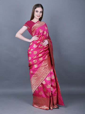 Channel Your Inner Diva Pink Saree With Unstitched Blouse