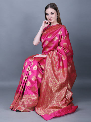 Channel Your Inner Diva Pink Saree With Unstitched Blouse