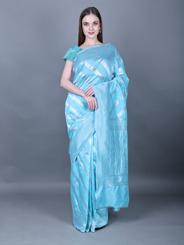 Celeb Look Blue Traditional Saree With Unstitched Blouse