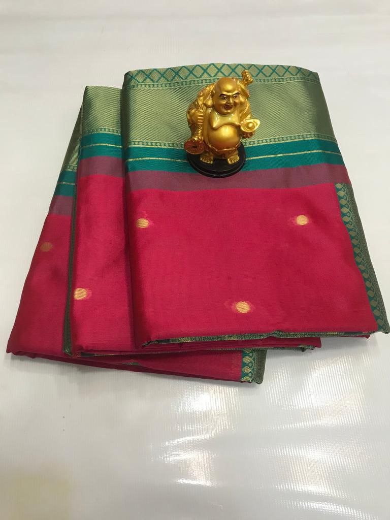 Sareeko Green & red Woven Design Pure Silk Banarasi Saree