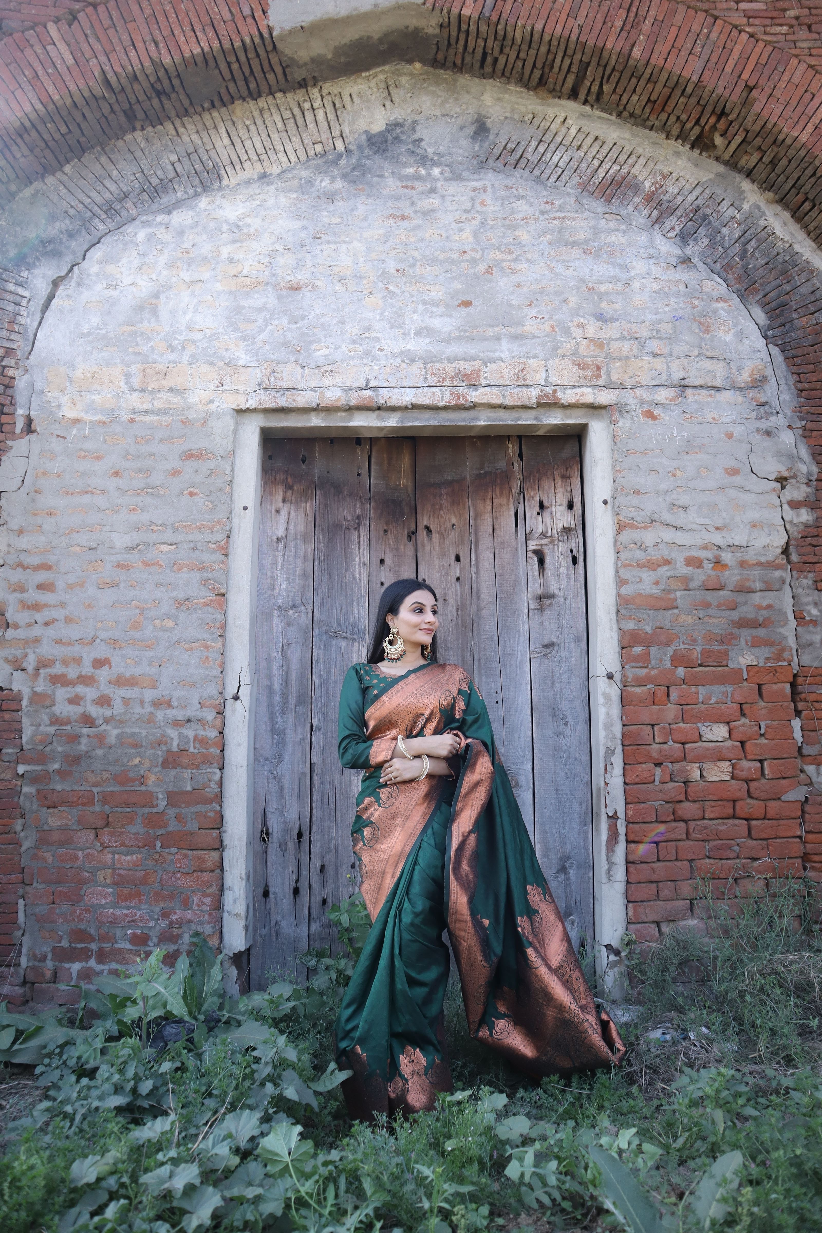 Pure Katan Silk Saree with Zari Stripes