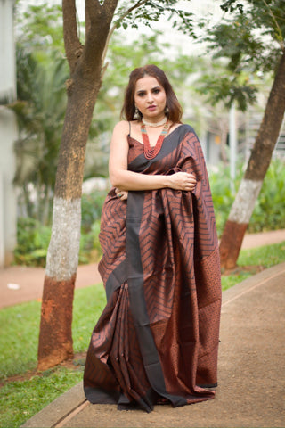 Kanchipuram silk saree in stunning gold zari checks