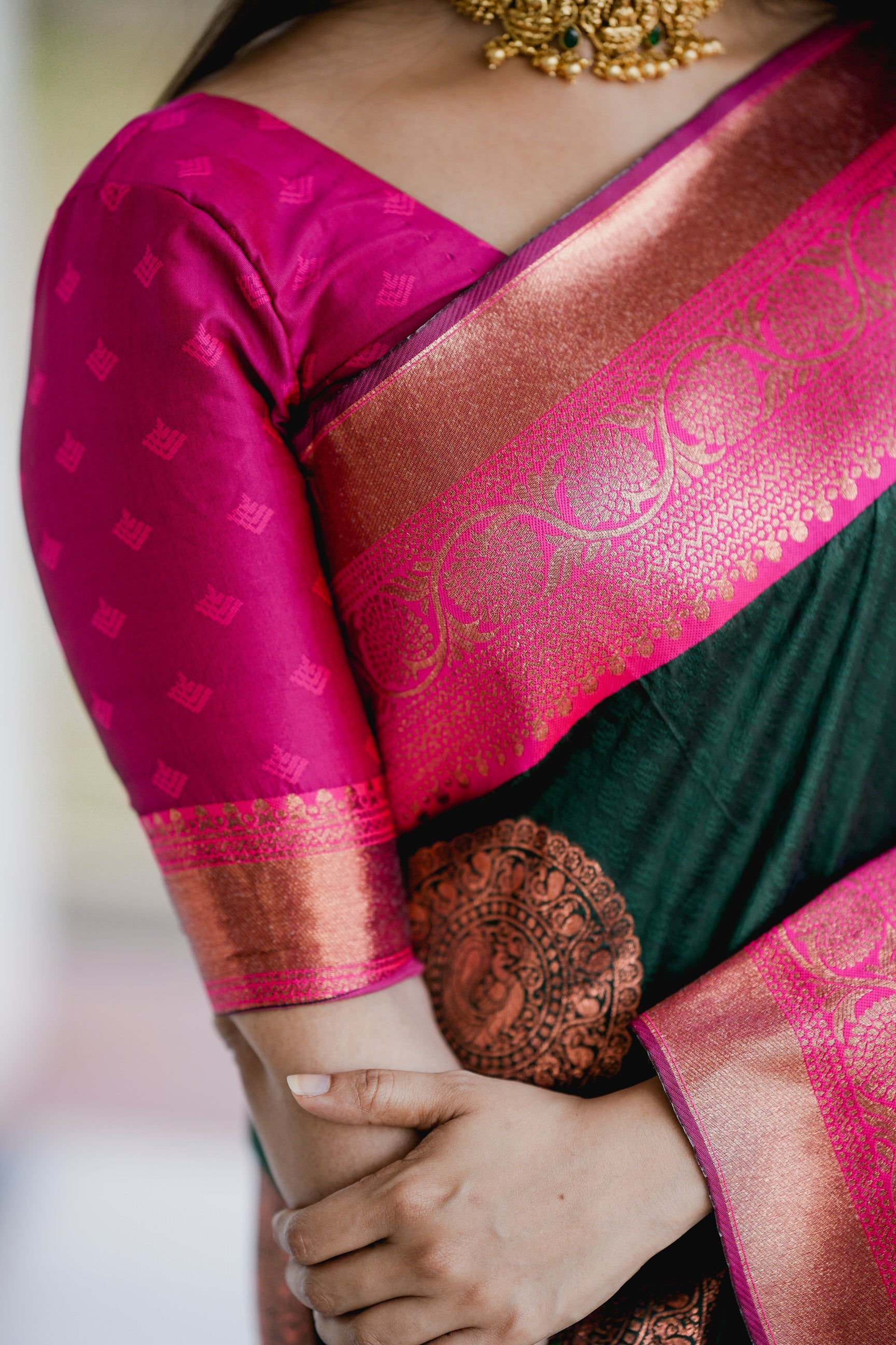 Kanchipuram Silk Saree with lotus design