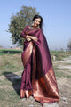 Wine Colour Pure Soft Silk Saree With Attractive Unstitched Blouse Piece