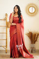 Red Colour Pure Soft Silk Saree With Lovely Unstitched Blouse Piece (Mars)