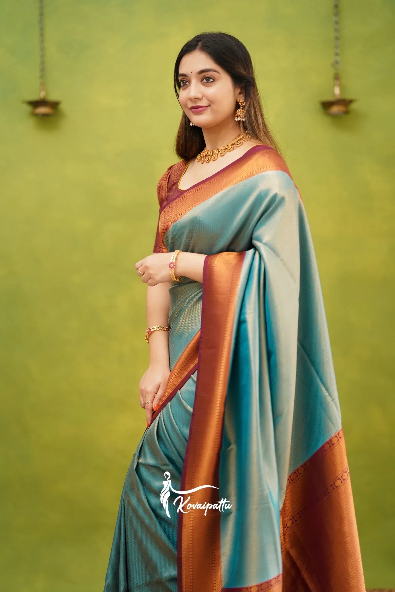 Kanjeevaram silk saree with traditional peacock motif