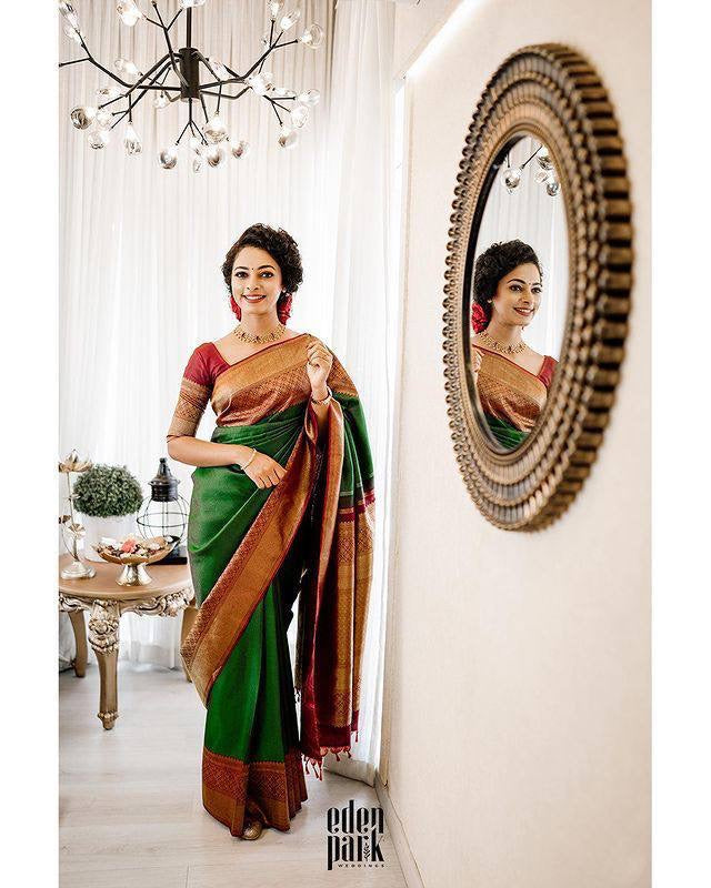 Kanjeevaram silk saree with intricate border work