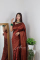 Maroon Pure Soft Silk Saree With Tempting Heavy Brocade Unstitched Blouse Piece (Earth)