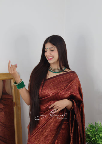 South Indian Silk Saree with Butta Design