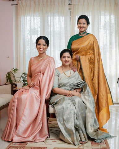 Handloom weave silk saree in rustic shades