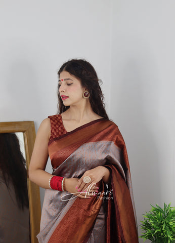 Creative art silk saree with bold and vibrant print