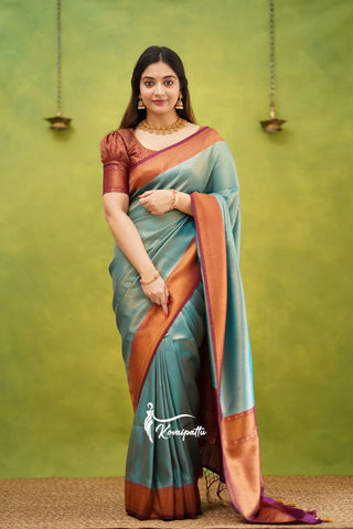 Designer smooth silk saree with modern geometric design