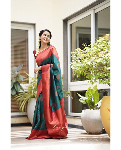 Designer smooth silk saree with classic paisley motif
