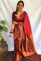 Maroon Colour Pure Soft Silk Saree With Twirling Unstitched Blouse Piece (Neptune)