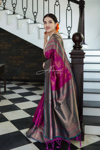 Designer Chennai Silk Saree with geometric motifs