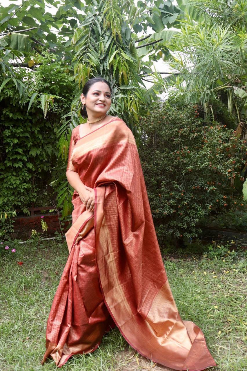 Banarasi Silk Saree with Golden Brocade Work