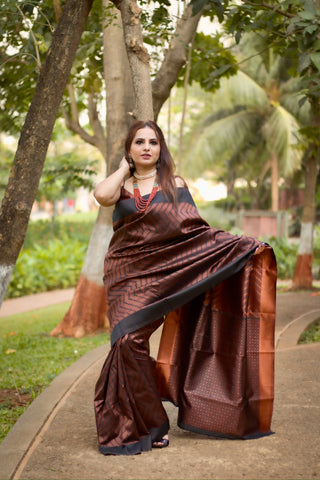 Banarasi silk saree with intricate floral and peacock design