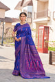 Blue Colour Pure Soft Silk Saree With Lovely Unstitched Blouse Piece (Pluto)