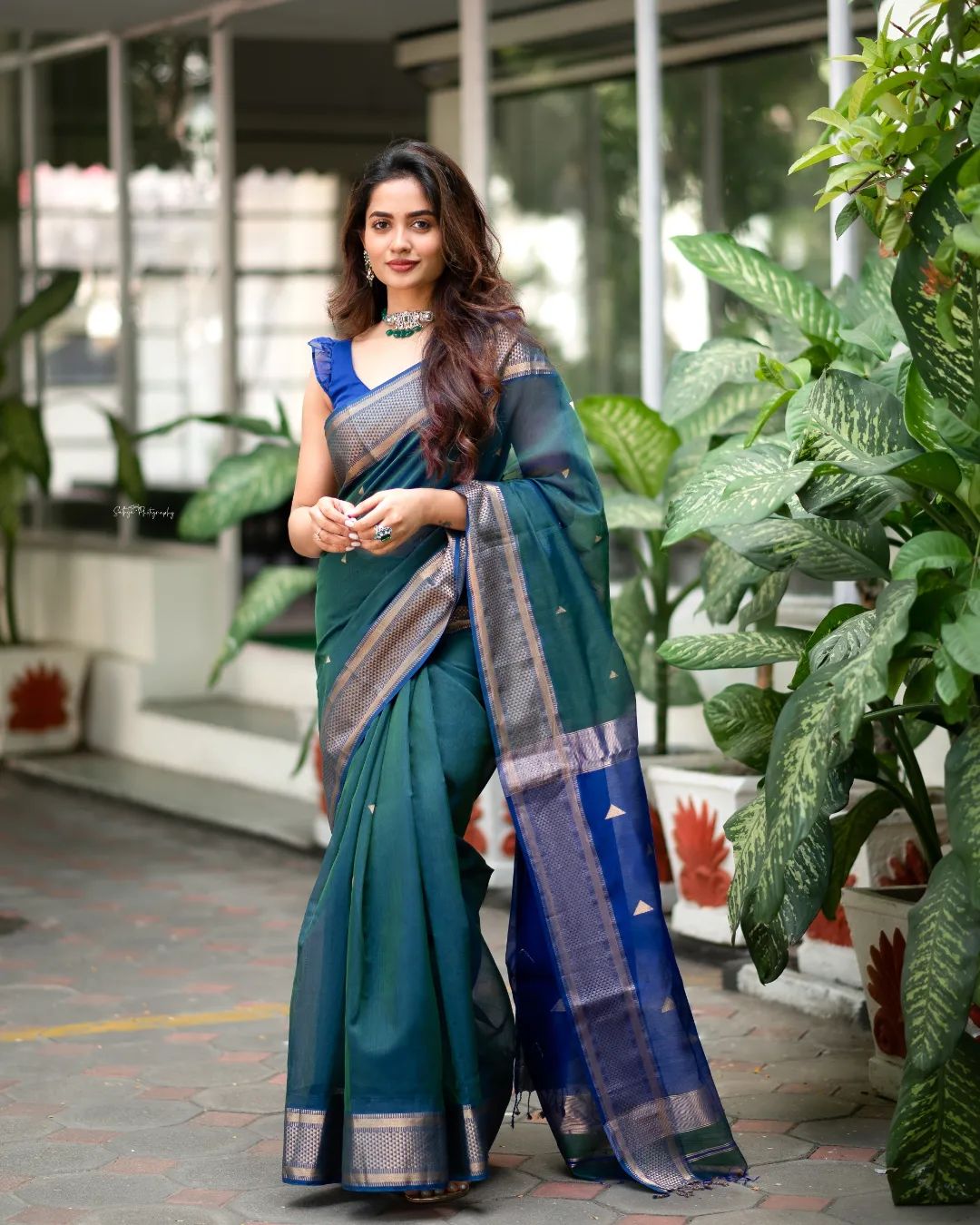 Sensational Navy Blue Soft Kanjivaram Silk Saree With Skinny