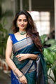 Royal Blue & Rama Dual Tone Colour Pure Soft Semi Silk Saree With Attractive Unstitched Blouse Piece (Earth)