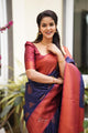 Blue Colour Pure Soft Silk Saree With Attractive Unstitched Blouse Piece (Mars)