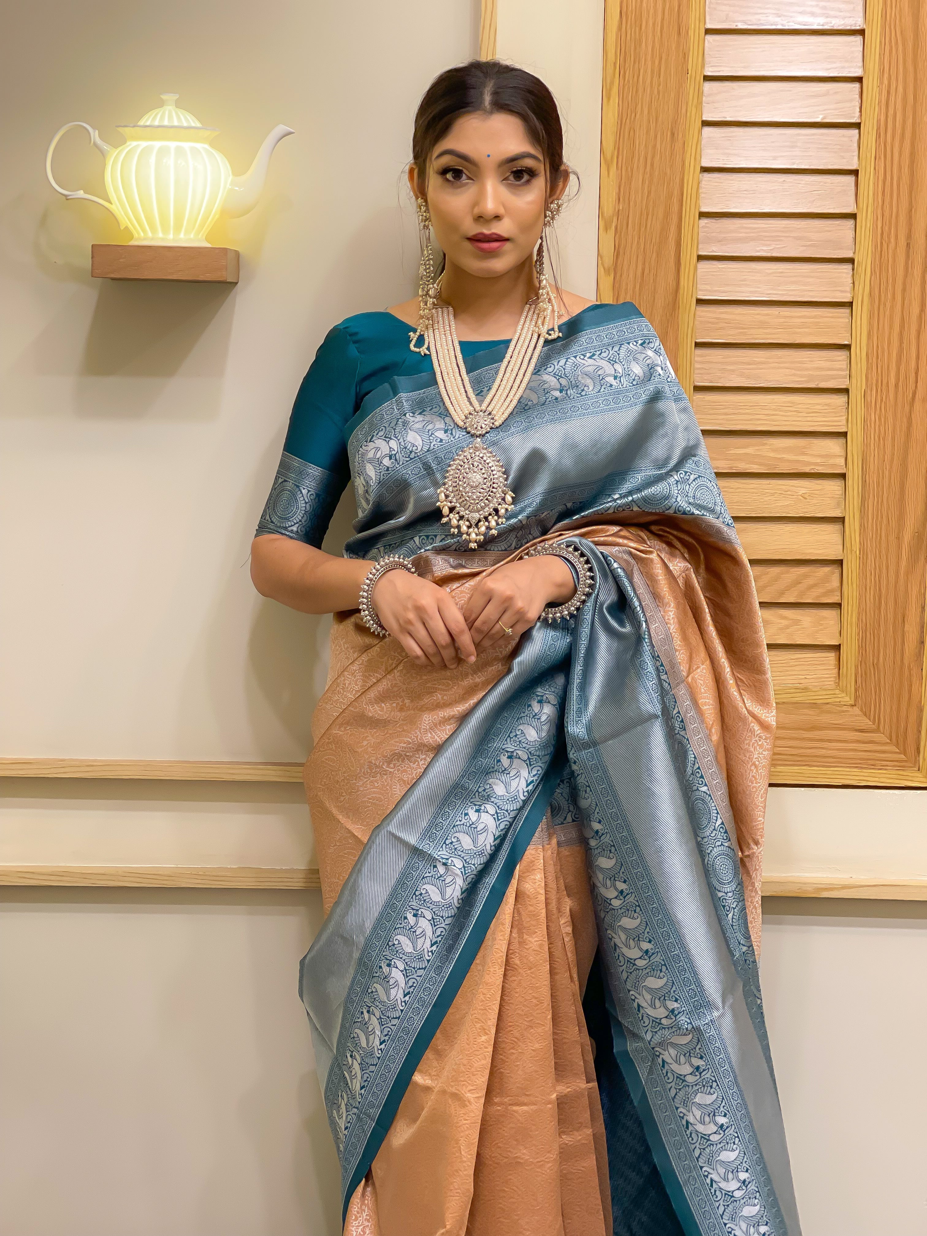 South Indian Silk Saree with Floral Design