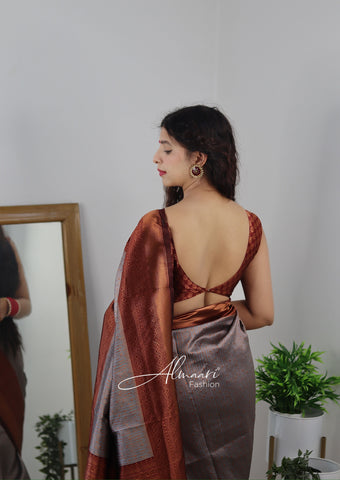 Handloom weave silk saree with ethnic tribal design
