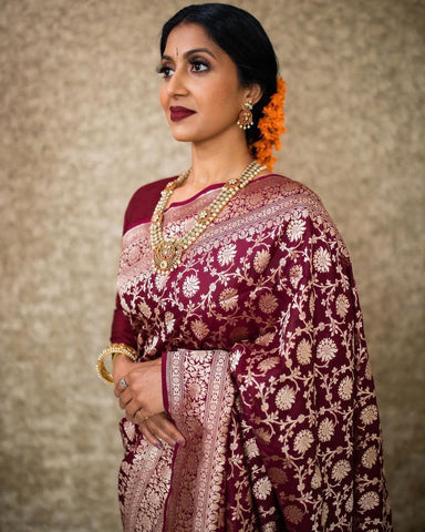 Classic Handloom Weave Silk Saree with Ethnic Motifs