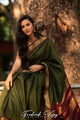 Dark Green & Maroon Colour Combination Pure Soft Semi Silk Saree With Attractive Unstitched Blouse Piece (Earth)
