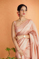 Peach Semi Silk Saree Weaved With Silver Zari With Attached Heavy Brocade Unstitched Blouse (Earth)