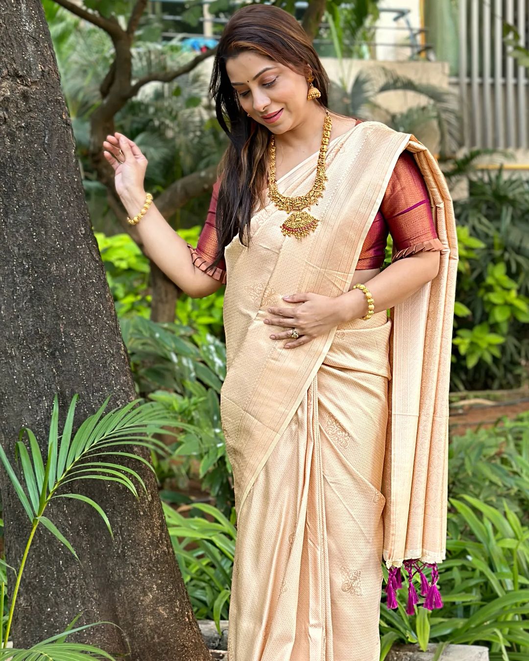 Handwoven Kanchipuram silk saree with rich texture