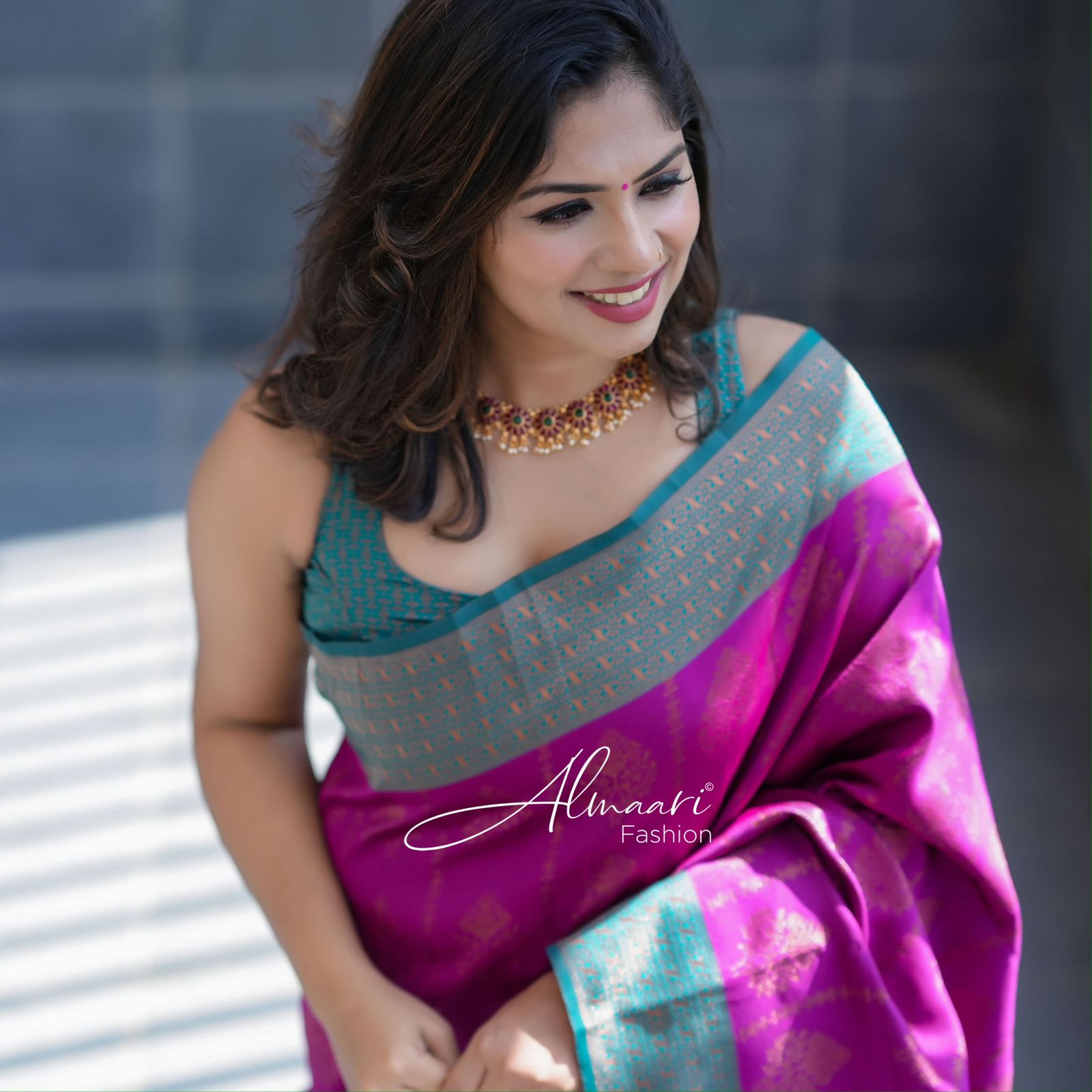 South Indian silk saree in rich earthy tones