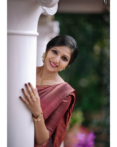 South Indian silk saree with geometric patterns
