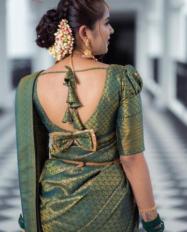 Traditional silk saree with intricate diamond pattern