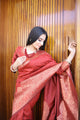 Maroon Pure Soft Silk Saree With Confounding Unstitched Blouse Piece