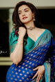 Royal Blue & Firozi Colour Combination Pure Soft Semi Silk Saree With Attractive Unstitched Blouse Piece (Earth)