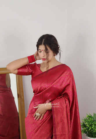 Jacquard Silk Saree with Lotus Motifs