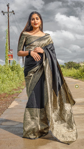 Exquisite Banarasi silk saree with gold work