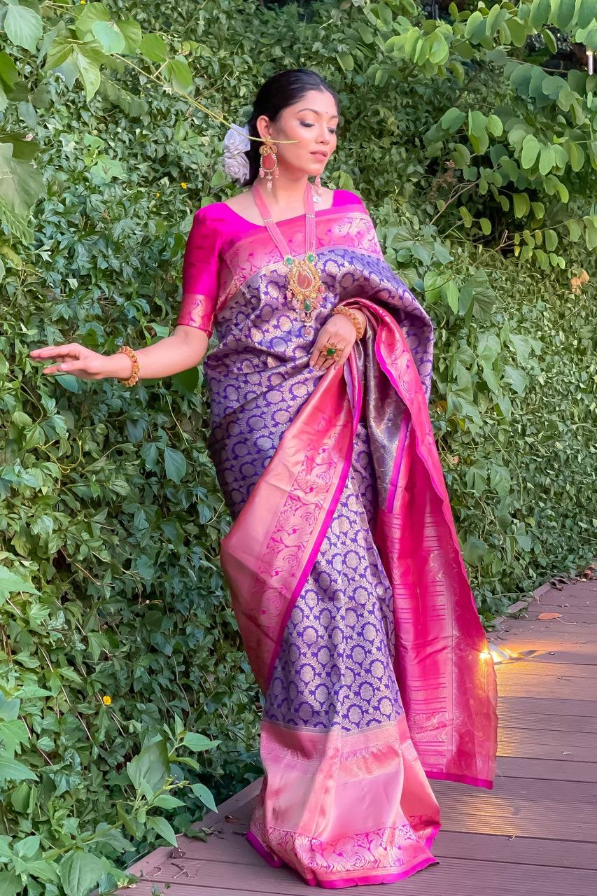 Kanchipuram Silk Saree with floral borders