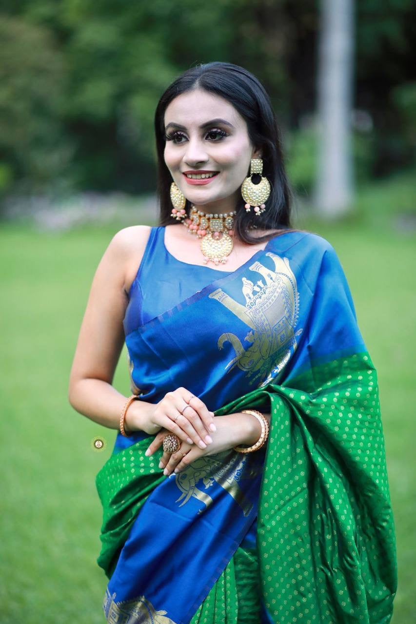 Elegant South Indian silk saree in traditional colors