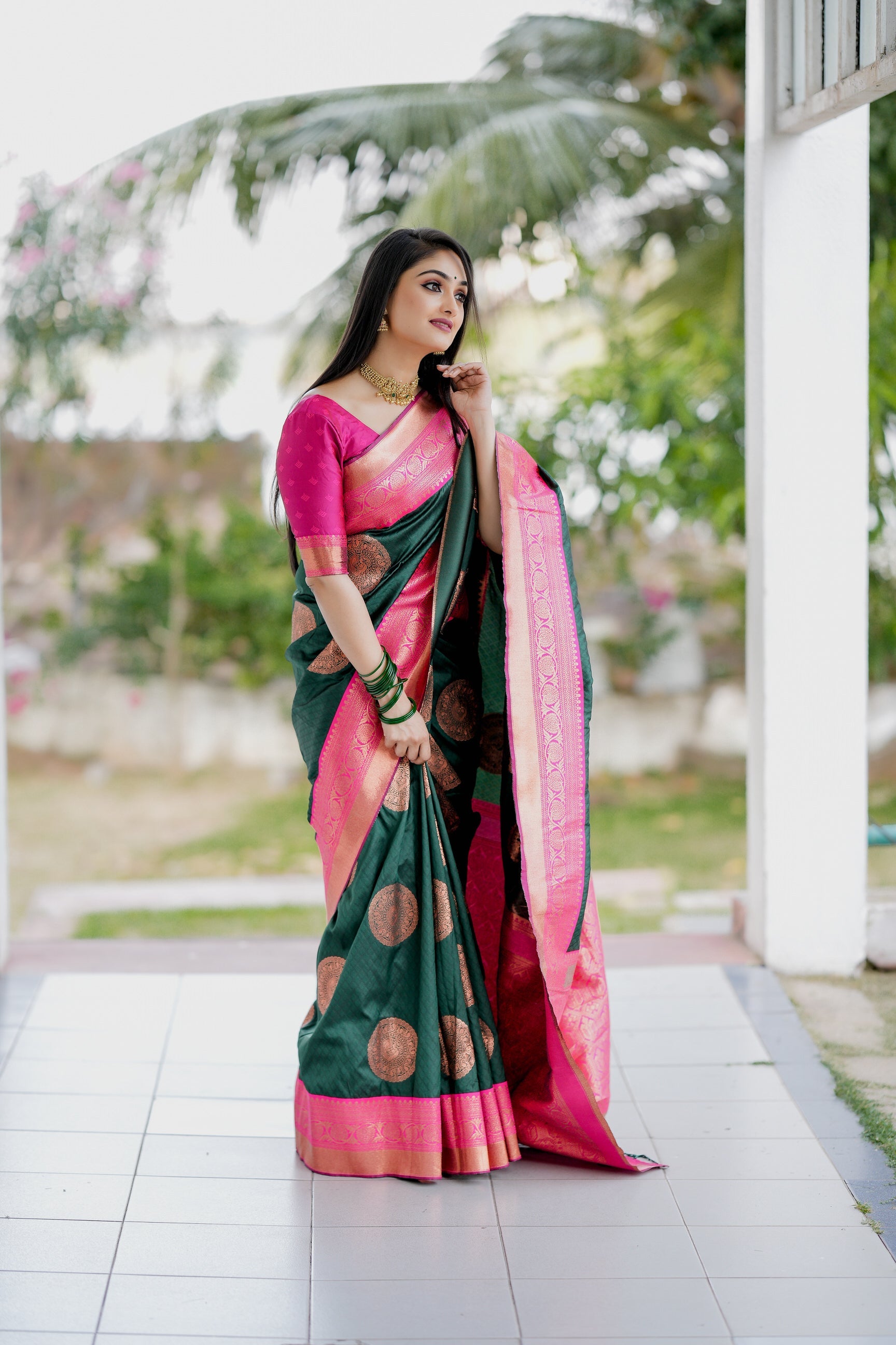 Pure Katan Silk Saree with intricate thread work