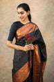Black Colour Pure Soft Silk Saree With Lovely Unstitched Blouse Piece (Saturn)