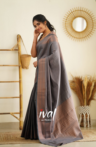 Smooth silk saree with modern geometric patterns