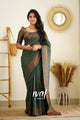 Green Colour Pure Soft Silk Saree With Moiety Unstitched Blouse Piece (Mars)