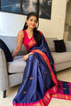 Blue & Pink Colour Pure Soft Silk Saree With Twirling Unstitched Blouse Piece (Neptune)