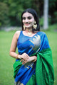 Green & Royal Blue Colour Soft Silk Saree With Attractive Unstitched Blouse Piece (Venus)