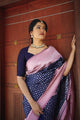 Snazzy Blue Pure Soft Silk Saree With Confounding Unstitched Blouse Piece (Saturn)