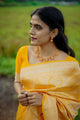 Yellow Colour Pure Soft Silk Saree With Lovely Unstitched Blouse Piece (Mercury)