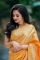 Quintessential Yellow Pure Soft Silk Saree With Magnific Unstitched Blouse Piece (Mercury)
